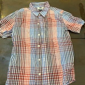 Old Navy Boys Small Button down EUC blue, red, wh